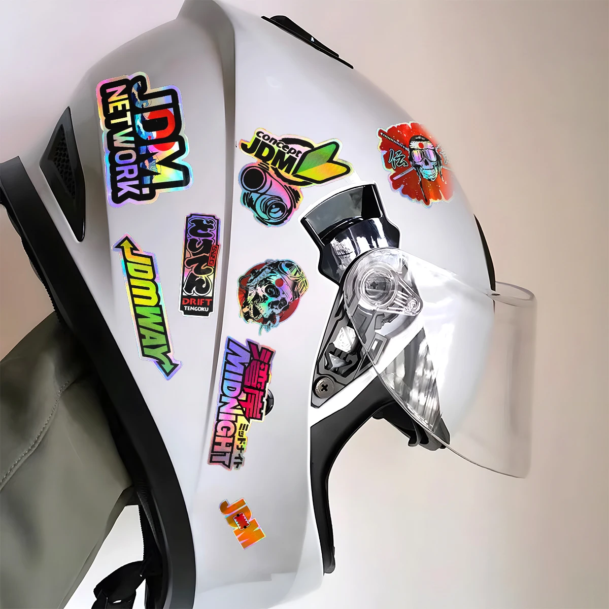 40 Teile/los laser Regenbogen Zufällig Motorrad Aufkleber Auto Moto Fahrrad Helm Kraftstoff Tank JDM Logo Zubehör Aufkleber Für Kawasaki Voge – Detail 7