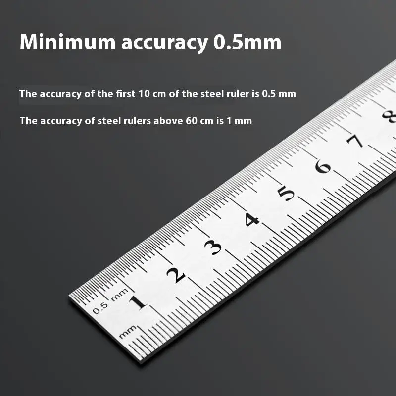 15-100CM 무광 새틴 크롬 스테인리스 스틸 기계공 엔지니어 자(밀리미터 눈금)