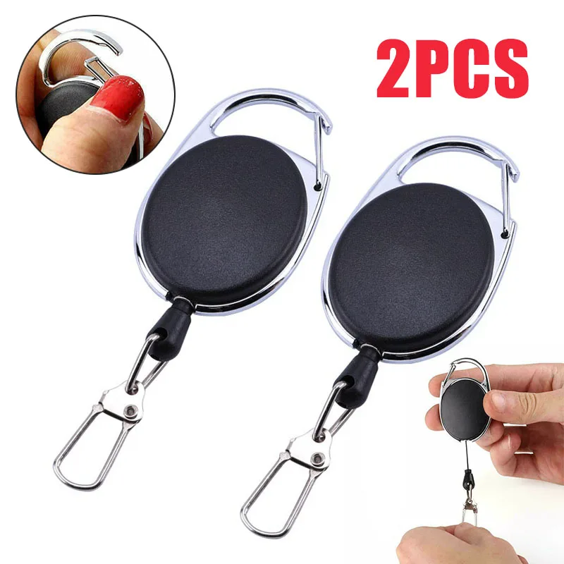 2pcs 개폐식 60cm 열쇠 고리 플라스틱 열쇠 고리 휴대용 클립 당겨 스포티 한 열쇠 고리 배낭 지갑에 대 한 DIY 키 체인