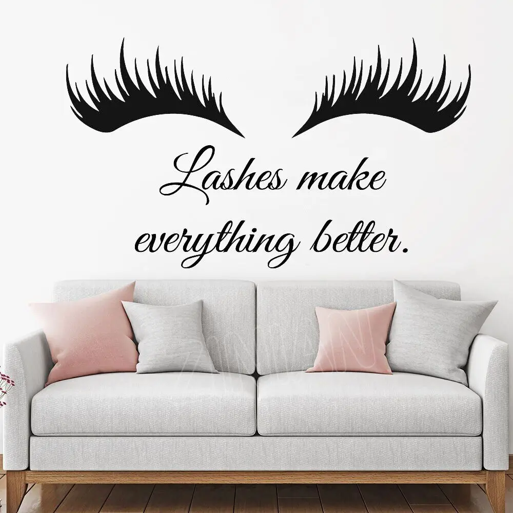 Lashed Make Everying Better Wall Decal Quote Home Decor Soggiorno Ciglia Estensioni Ciglia Adesivi Murali In Vinile Sopracciglia Z905