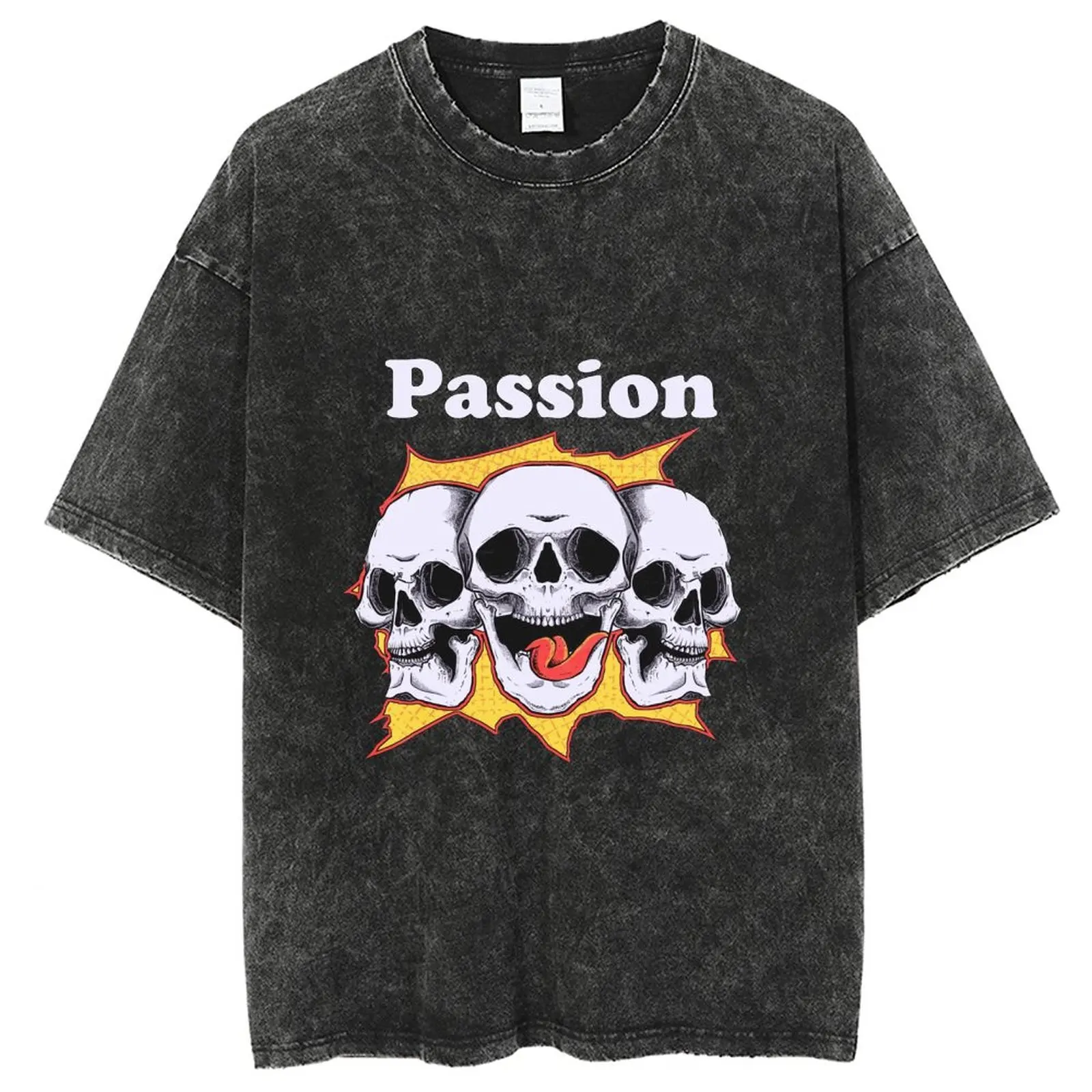 

Short Sleeve Washed T Shirt For Men, Skull Design Printed T-shirt, Vintage Hip Hop Streetwear Tshirt, Unisex Y2k Crop Top Tees