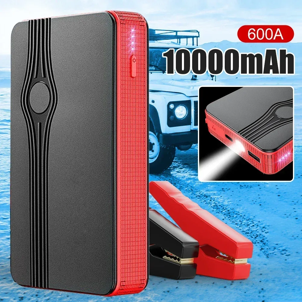 10000mAh 600A Car Jump Starter Power Battery Bank 12V Emergency Booster Starting Device USB Flashlight Port For 2.0L Gasoline