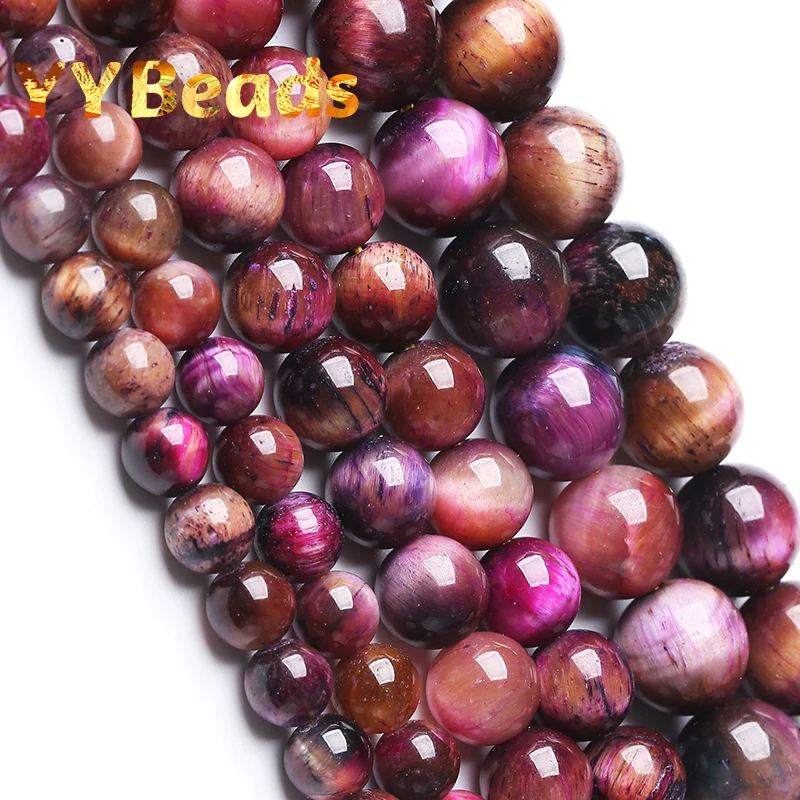 

6A Natural Starry Pink Tiger Eye Stone Beads For Jewelry Making Round Loose Beads DIY Bracelet Necklace 4 6 8 10 12 14mm 15"inch