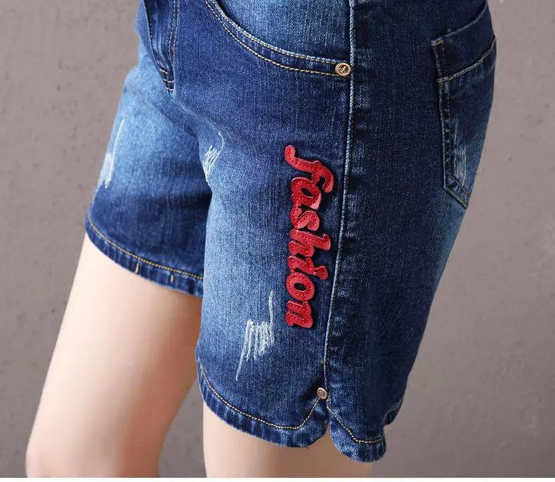 Coreano na Moda Fina de Grandes Carta Bordado Cintura Alta Denim Shorts Feminino 2022 Verão Solto Estilo Dimensões Perna Larga Calças Retas 10 Computers & Electronics