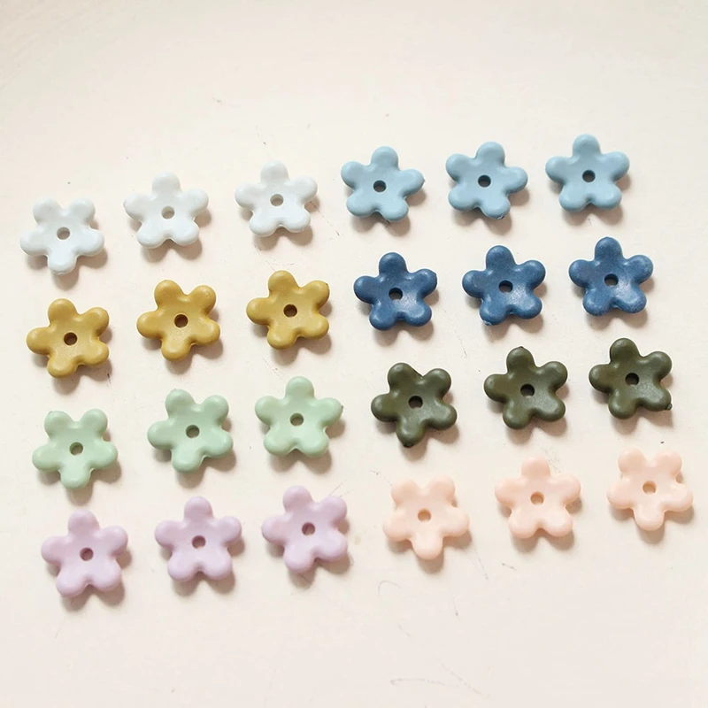 

50PCS Small Acrylic Matte Flowers Beads DIY Making Supplies for Earrings Bracelet Necklace Jewelry Material Accessories