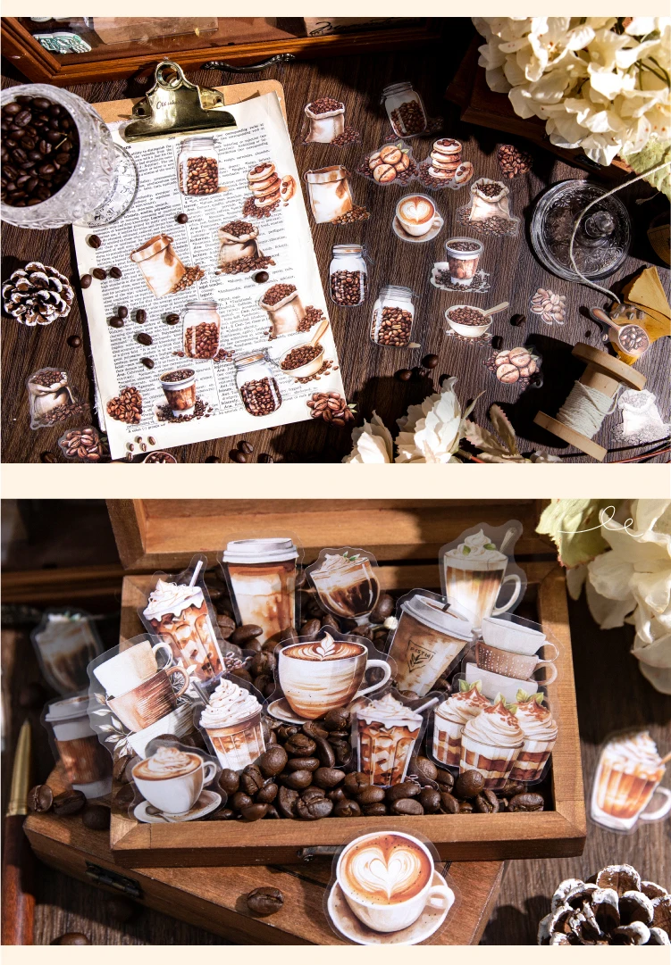 Journal GO 30 Stück Vintage Coffee Store Dekoration Scrapbooking Aufkleber Ästhetische koreanische Aufkleber für Journal Planer Karte DIY – Detail 7
