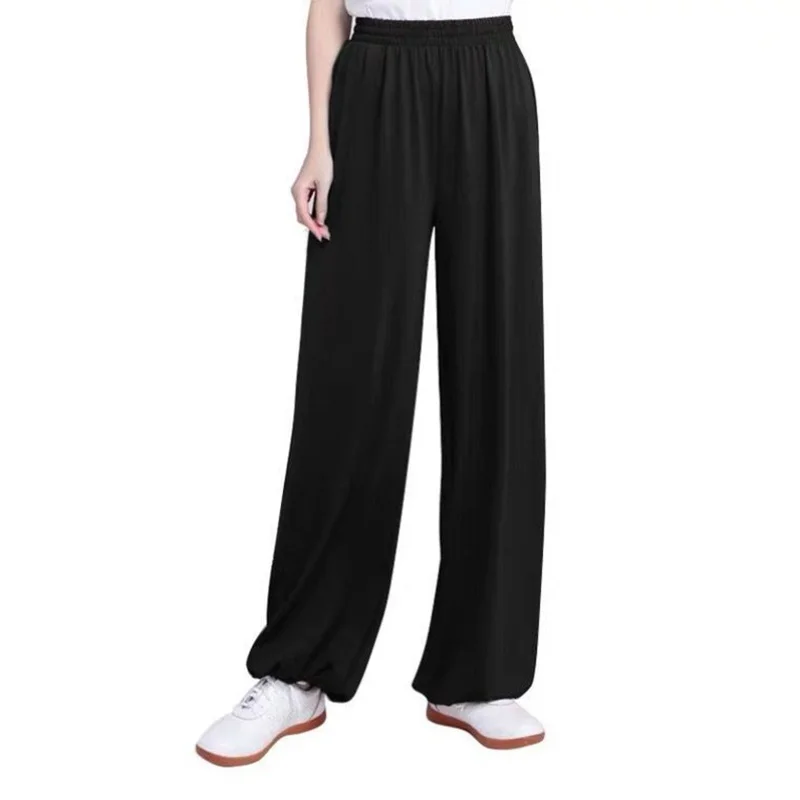 Pantaloni Tai Chi Unisex Ice Silk Tai Chi Abbigliamento Pantaloni Esercizio Mattutino Estate Plus Size Bloomers Larghi Pratica Pantaloni Per Arti Marz