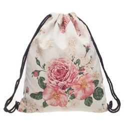 Fashion Drawstring Bag Sport Powder Pink Rose Mochila Cuerda Harajuku Drawstring Backpack Women Men Modis String Bag Girl