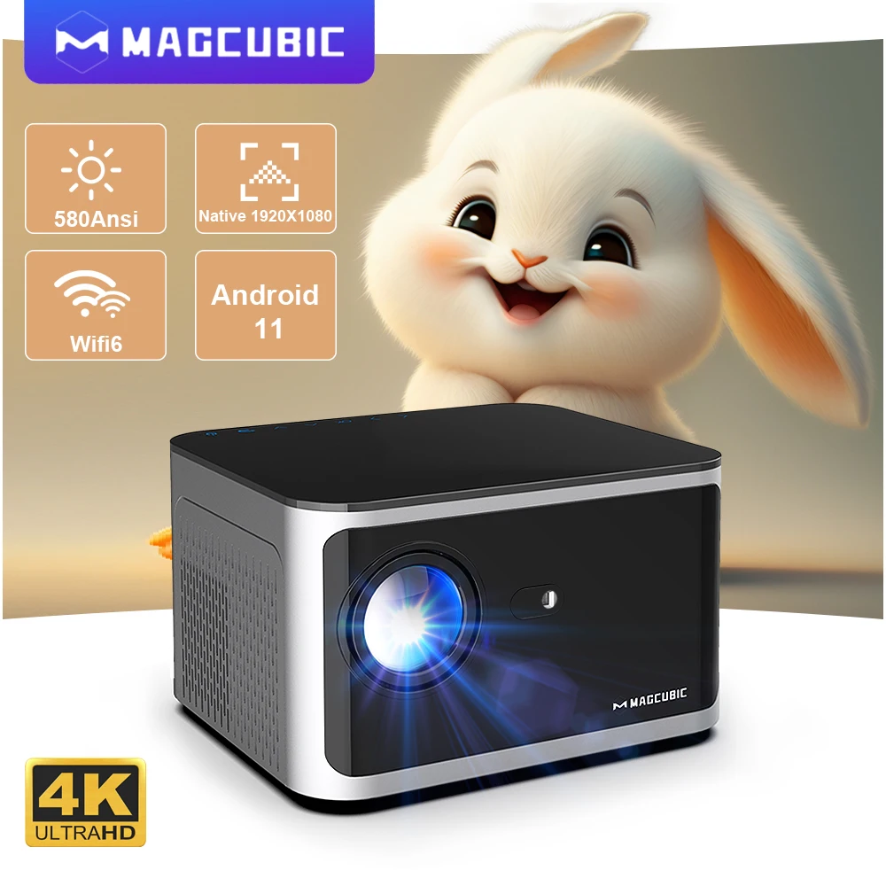Magcubic Android 11 4K Smart Projector 580ANSI 1920*1080P Full HD Wifi6 BT5.0 Allwinner H713 Voice Control Home Cinema Theater portable projector