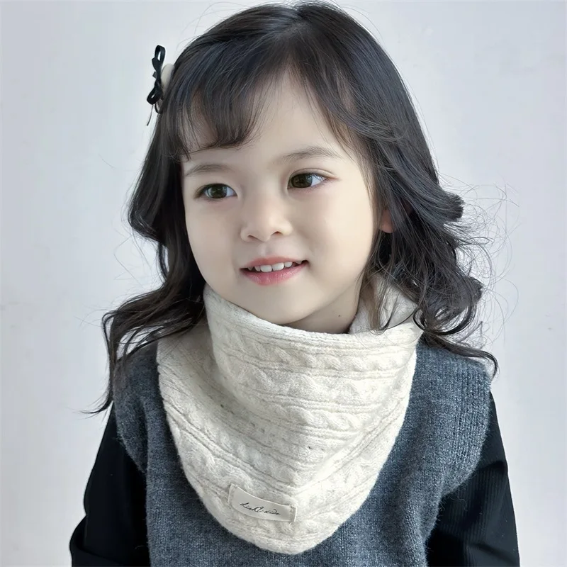 캐시미어 스카프 겨울 따뜻한 양모 삼각형 스카프  소년 소녀 솔리드 컬러 소프트 니트 어린이 Neckerchiefs Shawls