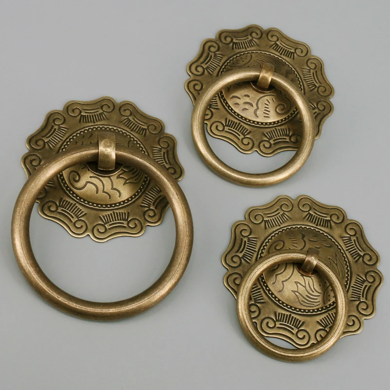 Anel de Bronze Decorativo Porta da Frente Porta Porta Knockers Estilo Chinês Porta Knocker Porta de Madeira Puxar Anel