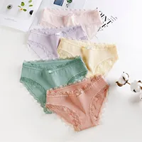 Culotte en dentelle avec nœud papillon pour femme, sous-vêtement, lingerie, slip, taille basse, solide, en coton, nouvelle collection, K019 1