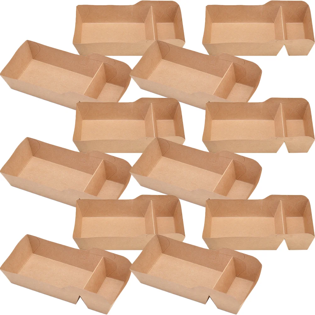 Kraft Food Containers Paper Take Out Snack Box Holder French Fries Serving Boxes Cardboard Trays