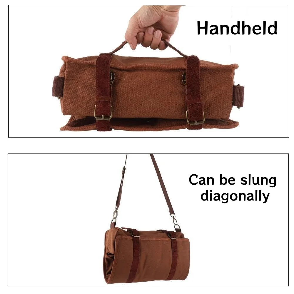 Portable Bartender Canvas Tool Bag - Multifunctional Professional Cocktail Mixer & Shaker Set with Buckle