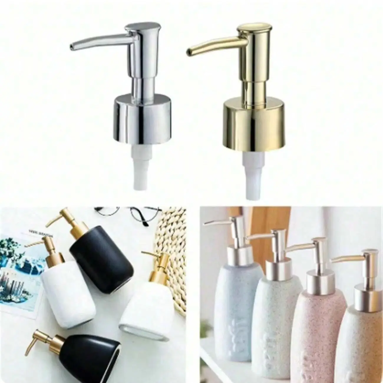 1/2/4Pcs 304 Stainless Steel Hand Liquid Soap Pump Dispenser Head Nozzle for Bathroom Kitchen Foam Soap Shampoo Dispenser Access