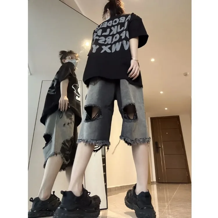 Vintage Black Denim Shorts 4