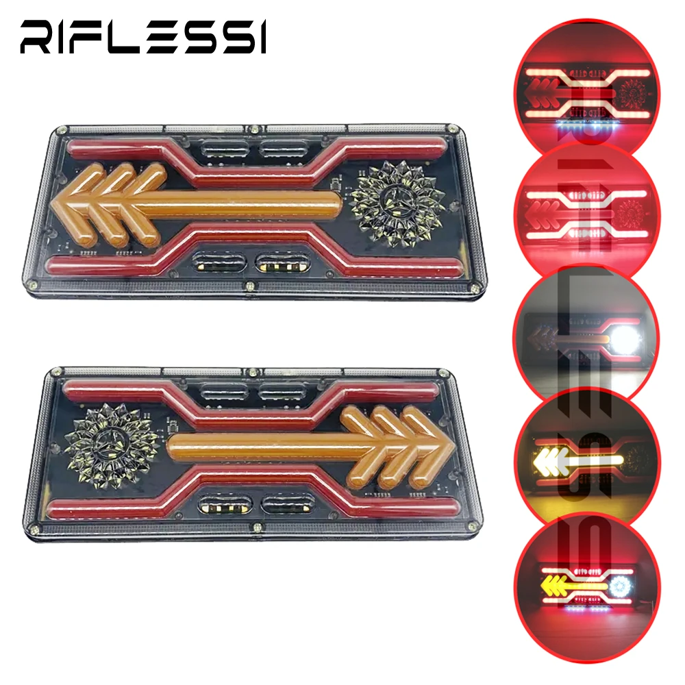 

2 x Tractor Taillight Truck Tail Lights 24V Rear LED Flashlight For Trailer Sequential Turn Signal Brake Reverse Lamp 32cm