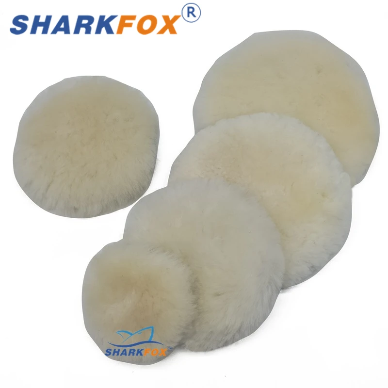Sharkfox Car Polish Pad 3/4 /5/6/7 Inch Heavy Cut Wool High Density Lambs Polishing Pad For DA/RO Car Polisher