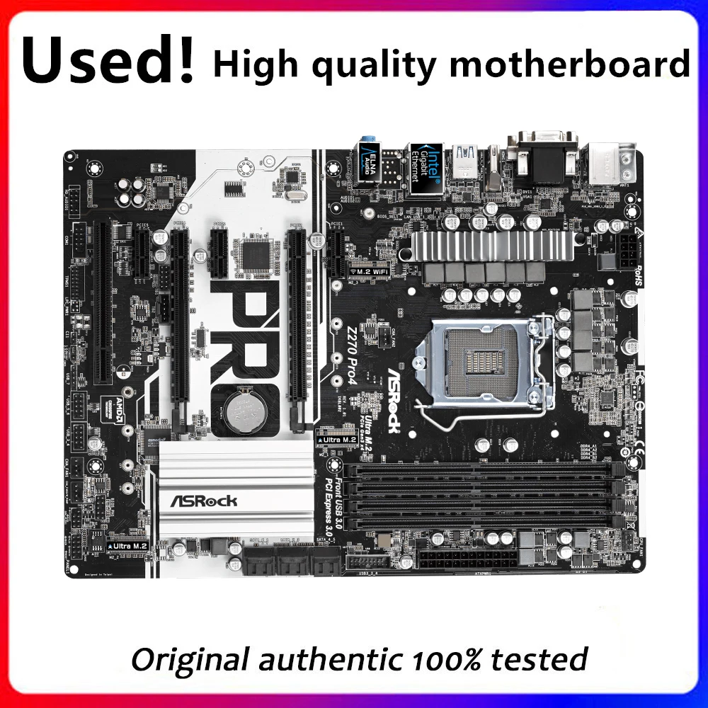 

Материнская плата для настольного компьютера ASRock Z270 Pro4 для Intel Z270 Z270M DDR4 LGA 1151 оригинальная б/у материнская плата для настольного компьютера