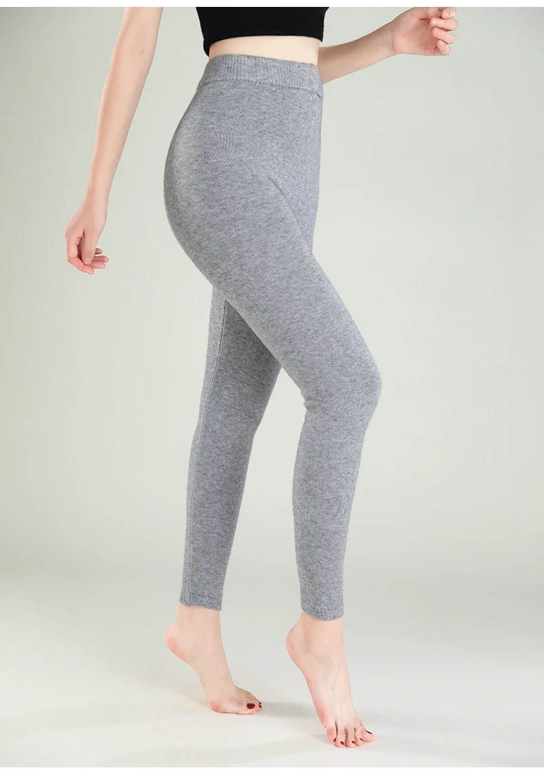 Wool Leggings Women – Slim Fit Autumn Winter Ankle Length Pants With Elastic Waist