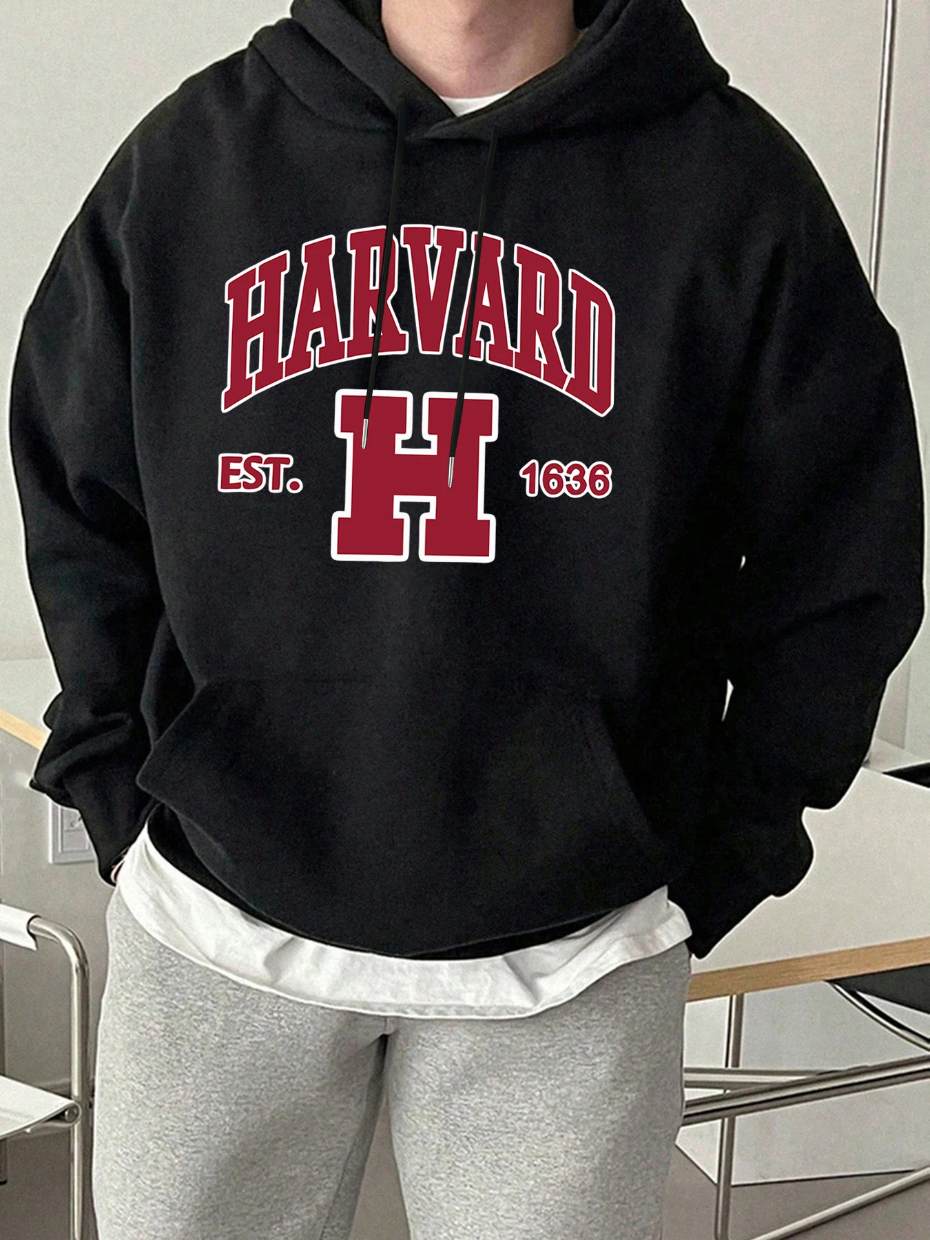Harvard Est. 1636 Gedruckt Sport Casual Hoody Männer Straße Fleece Sweatshirts Bequeme Lose Kleidung Vintage Tasche Sportswears – Detail 18