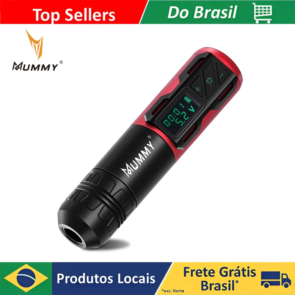 Imagem do produto Máquina de tatuagem sem fio múmia caneta de alta capacidade bateria motor rotativo pistola de tatuagem portátil energia 2200 mah LED display digital na loja AliExpress
