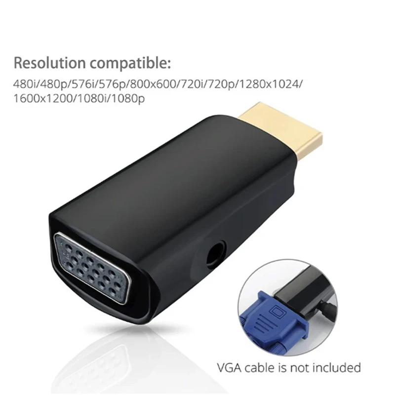 1080P/720P HD to VGA Adapter Cable with 3.5mm
