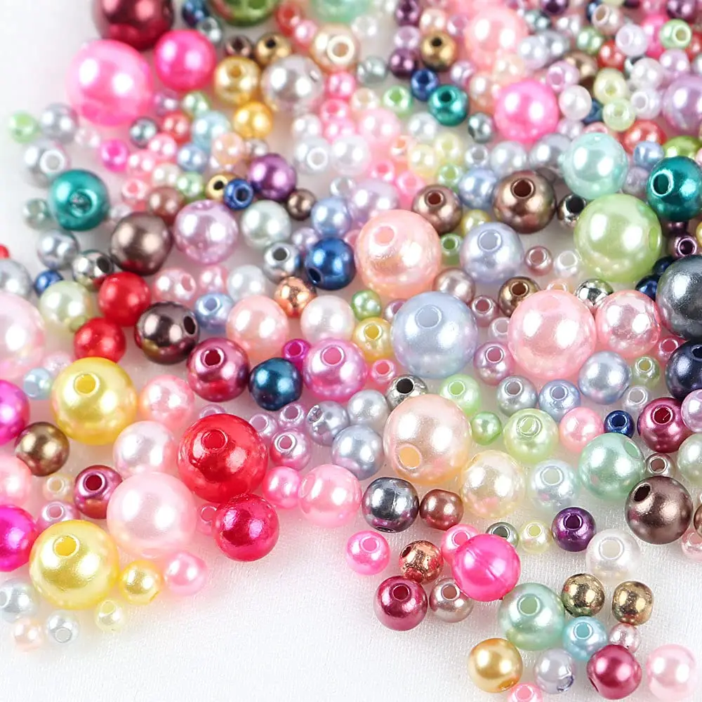 144PCS 3-8mm Resin Beads for Jewelry Making DIY Craft Beads for Accessories Making