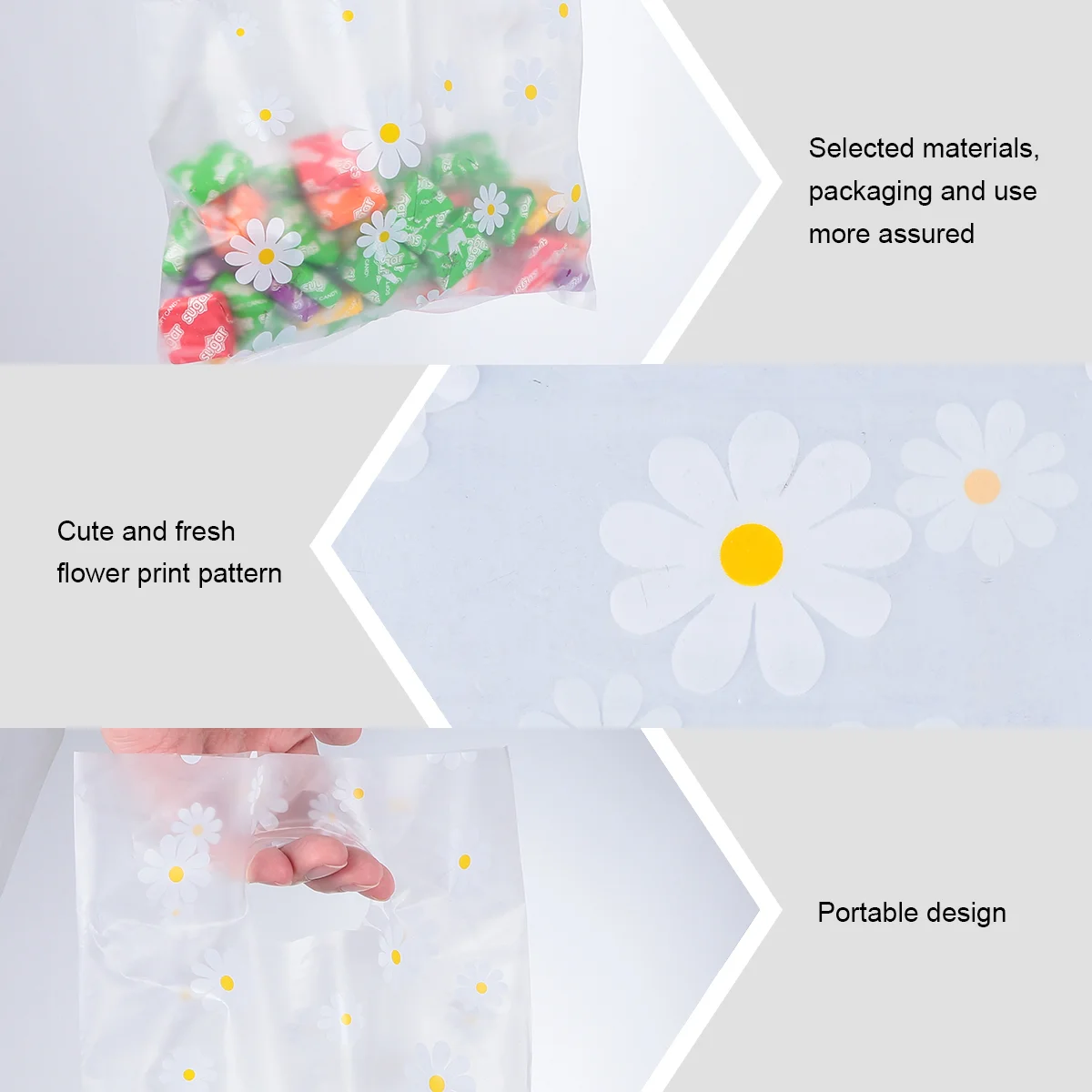 

100 шт., прозрачные пластиковые пакеты с цветочным узором