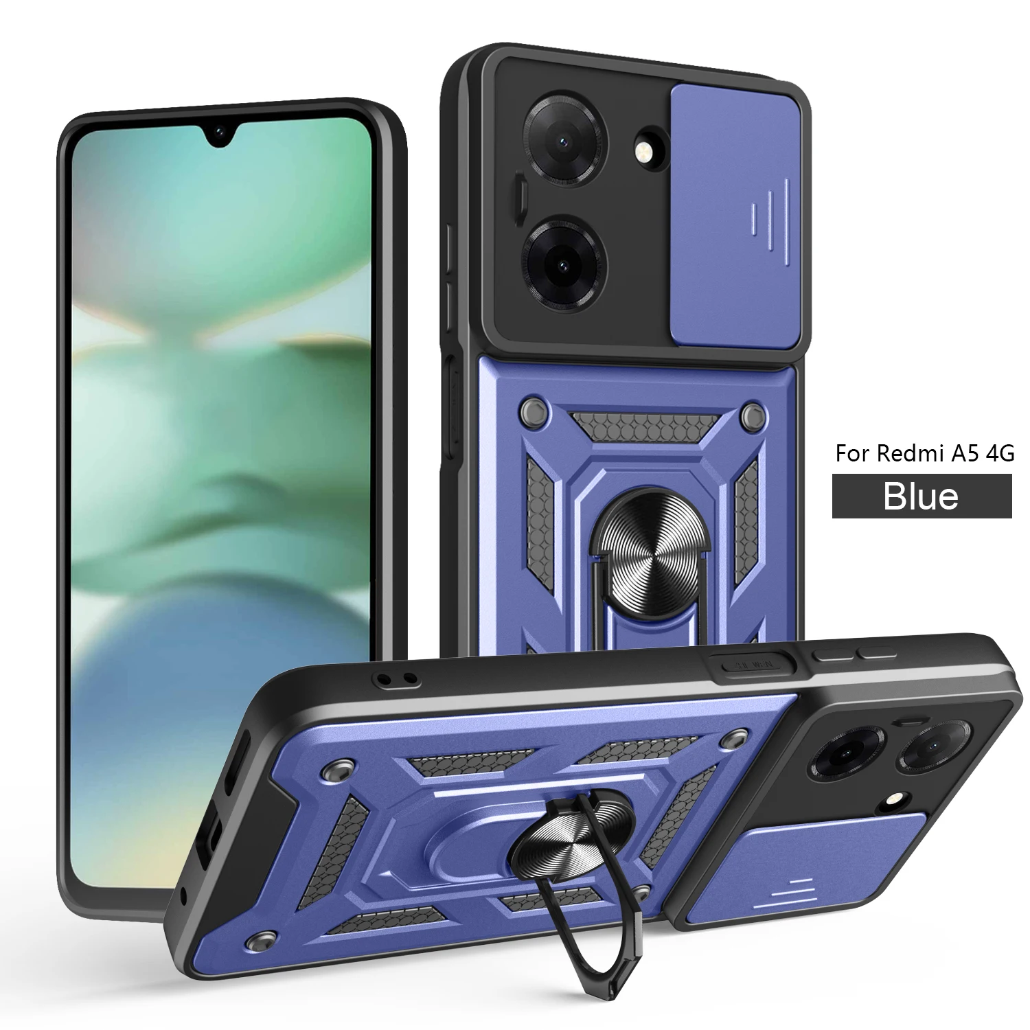 Armored Protective Phone Case with Magnetic Ring and Camera Protection