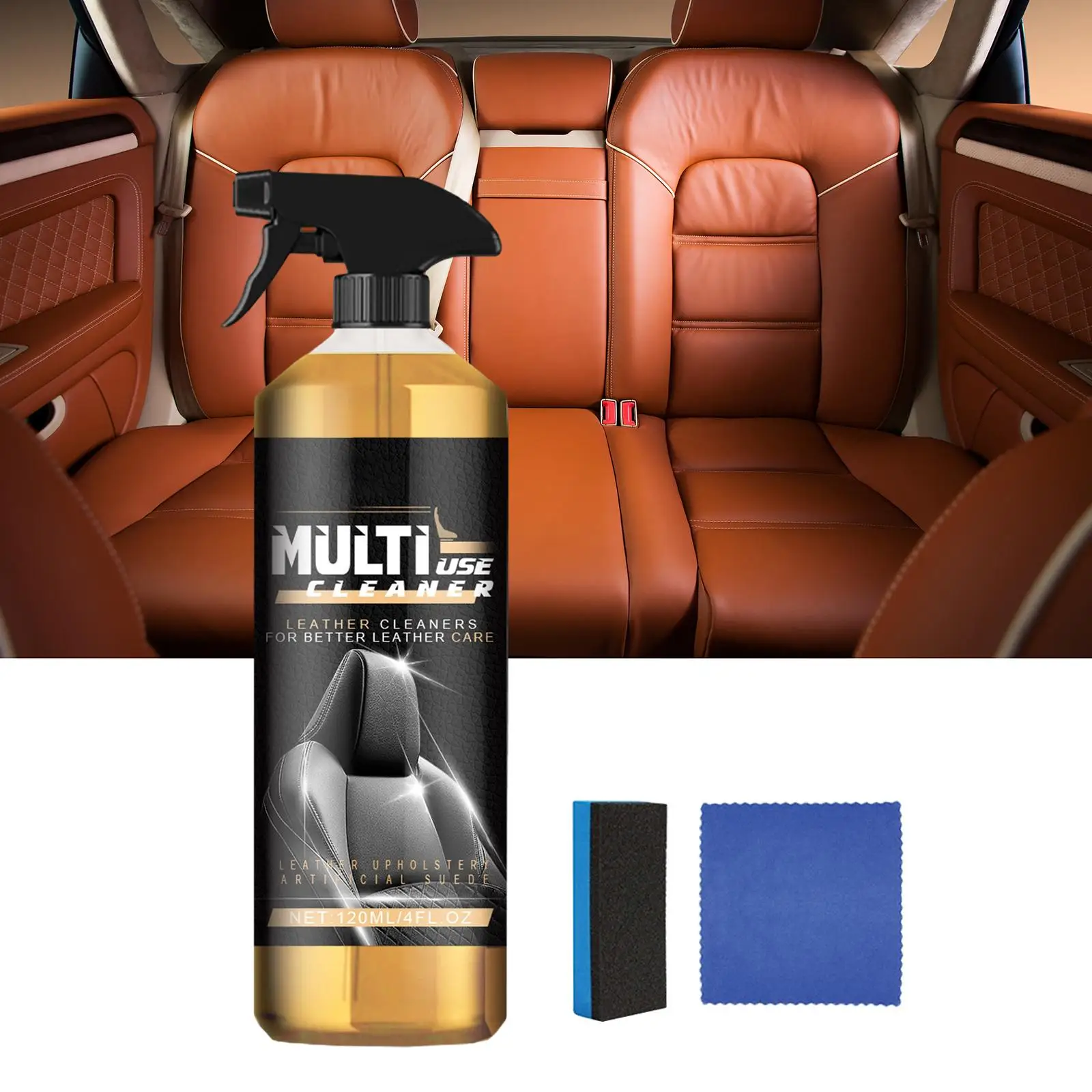 Car Leather Cleaner Set Accessories with Cloth 120ml Car Cleaning Supplies for