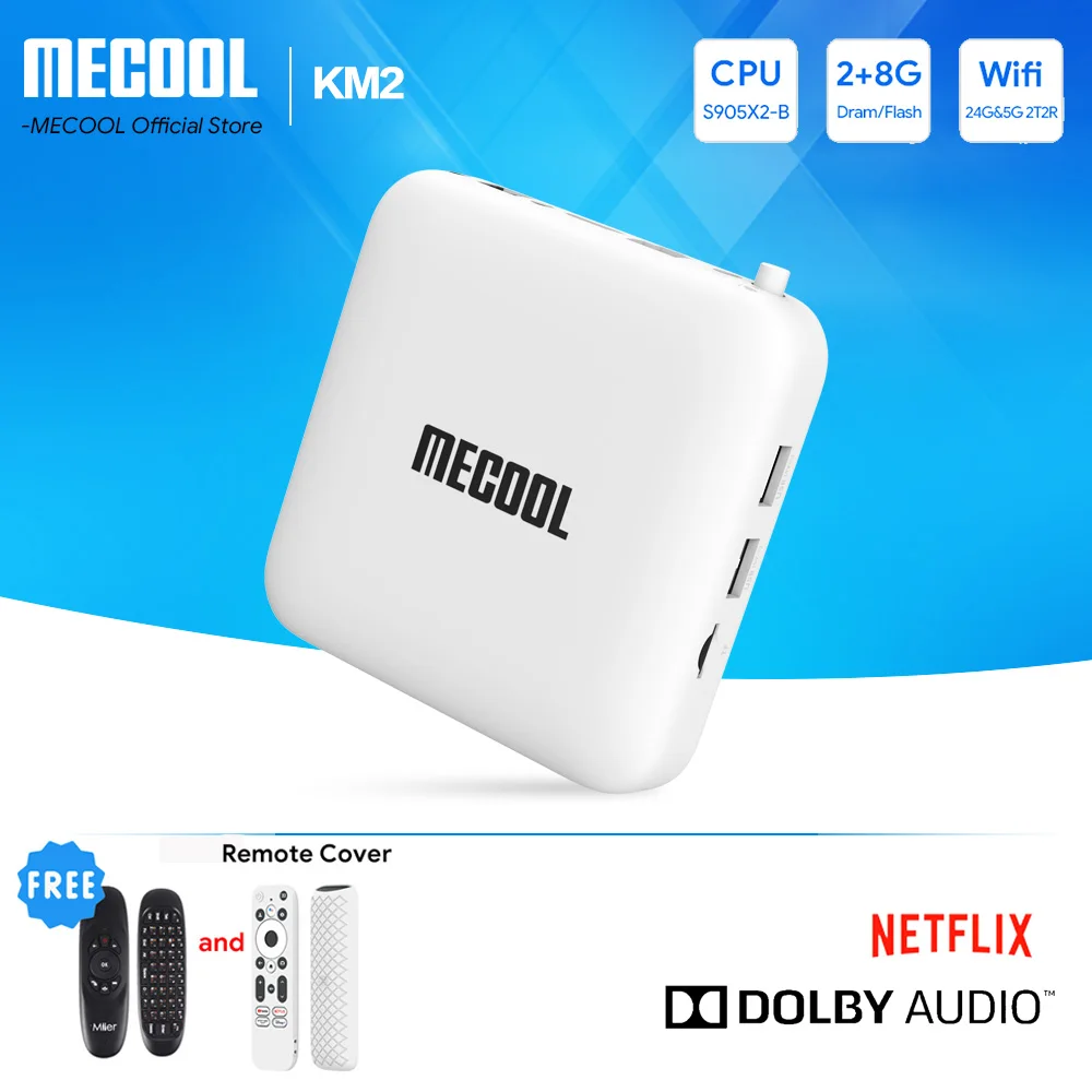 Mecool Km2 Android Tv Box 4K Amlogic S905X2 2Gb Ddr4 Usb3.0 Spdif Ethernet Wifi Multi-Streamer Hdr 10 Tvbox Lettore Multimediale Domestico