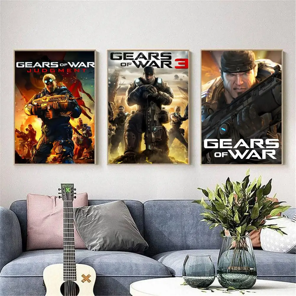 멋진 비디오 게임 G-Gears Of War 그림 서예 홈 침실 방수 캔버스 포스터 프레임 없는 벽 예술 인쇄 장식