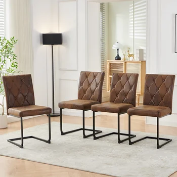 AINPECCA Velvet,PU,Suede Dining Chairs with Black Chrome Legs Set of 2/4.High Back Upholstered Seat Side Chairs for Kitchen Livi