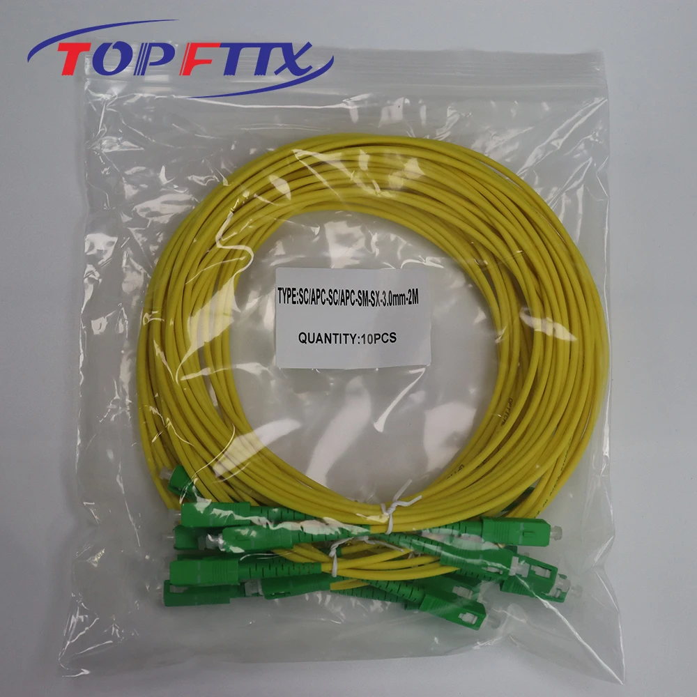 Factory Shipping 10PCS SC/APC SC/UPC 1/2/3 Meter Single Mode G652D Simplex 3.0mm Fiber Optic Patch Cord Telecom Use IL&le;0.3dB