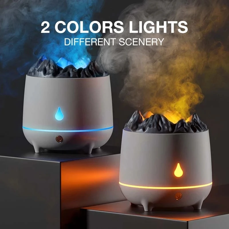 

2022 Flame Aroma Humidifier 400ml Essential Oil Diffuser with 2 Night Ligh Lamp for Home Bedroom Office Fragrance