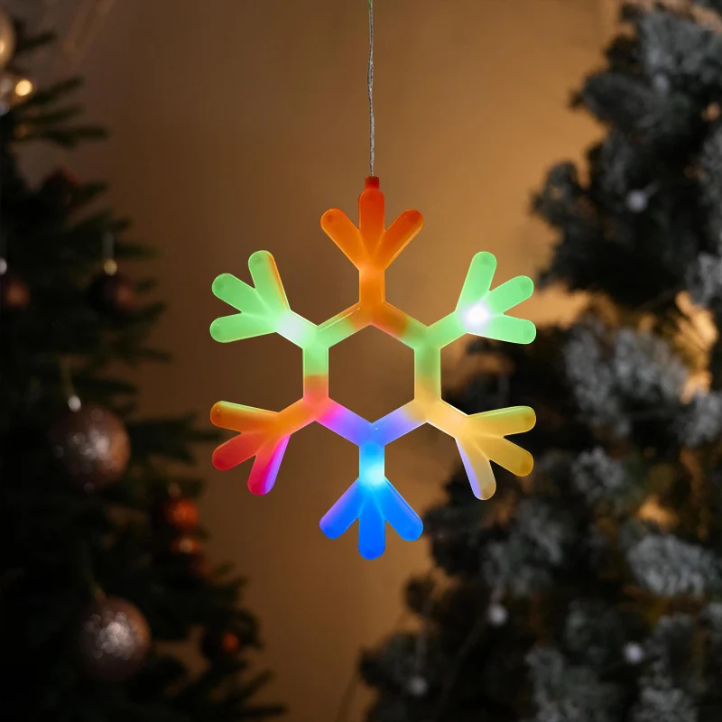 Window Wall Lights Battery Powered Snowflake Jingle Bell Stocking Shaped with Suction Cup for Christmas Holiday Home Decor