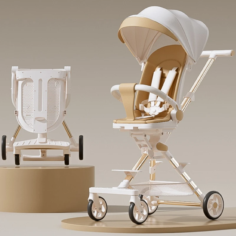 Lightweight Baby Stroller Can Sit and Lie Down One-touch Folding High Landscape Cart Two-way Baby Carriage