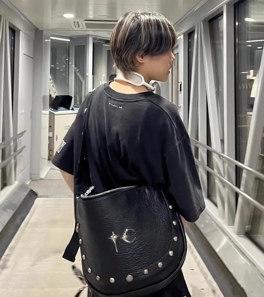 2024 THUG Club Genuine Leather Natural Drop Pattern Shoulder Bag