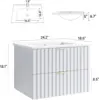 24 Inch Bathroom Vanity with Sink Combo,Floating Bathroom Vanity with 2 Fluted Drawer,Metal Handles, Wall Mount Bathroom Cabinet 2