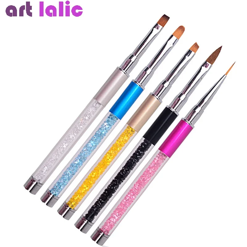 Nail Art Tools Nail Art Brush Pen Rhinestone Diamond Metal Acrylic Handle Carving Powder Gel Liquid Salon Liner with Cap