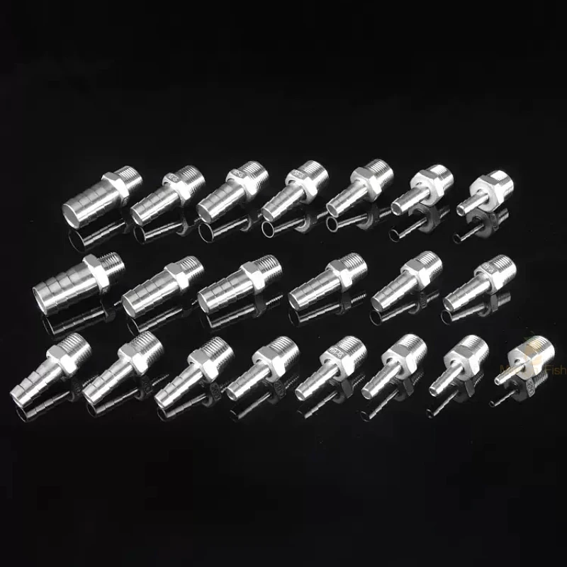 Pipe Fitting 304 Stainless Steel Pagoda Connector 6/8/10/12mm Hose Barb 1/8 1/4 3/8BSP PC Male Brass