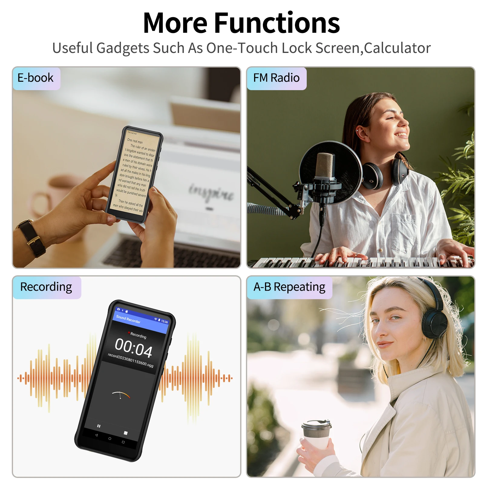 RUIZU Z80 WiFi Android 10 MP4 With Bluetooth HiFi MP3 Music Player 4.0inch Full Touch Screen Can Download APP