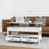 Lift Top Coffee Table with Hidden Compartment, 2 Drawers and 1 Open Shelf, Central Wooden Table Lift Tabletop for Living Room 5