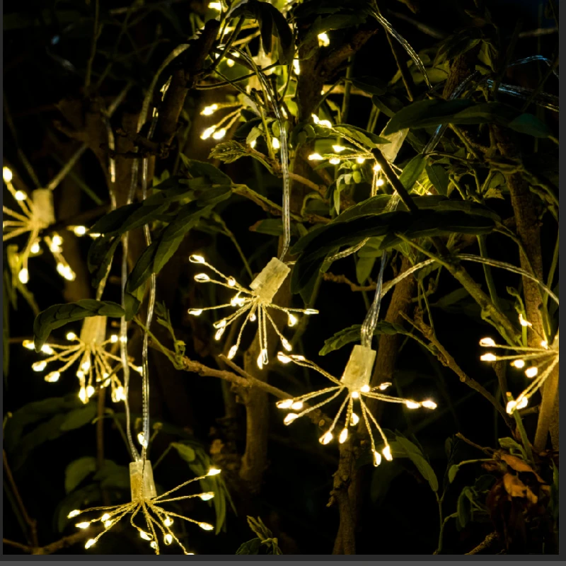 

Solar Explosion Star Copper Wire Lights Usb Curtain Lights Dandelion Lights String Christmas Day Decoration LED Fireworks Lights