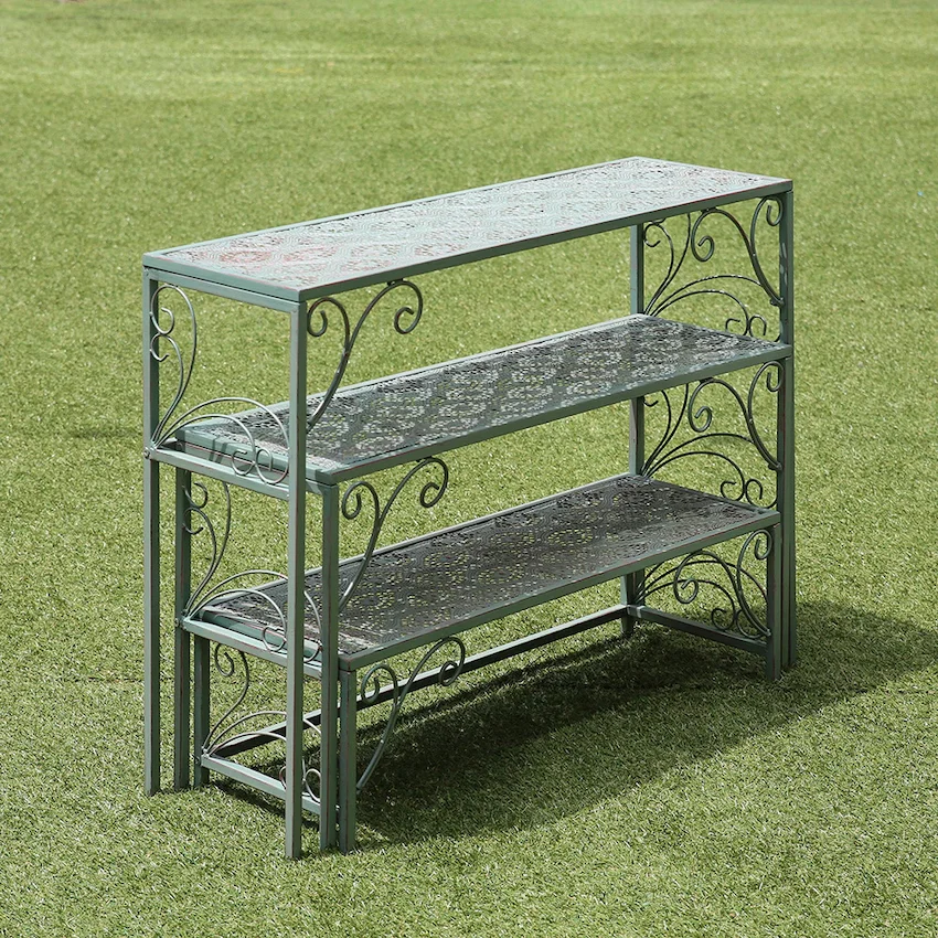 Plant Shelf Rectangle Flower Rack 3 Tier Flower Pot Stand Metal Plant Stand Garden Display Shelf Practical Pot Holder Sto