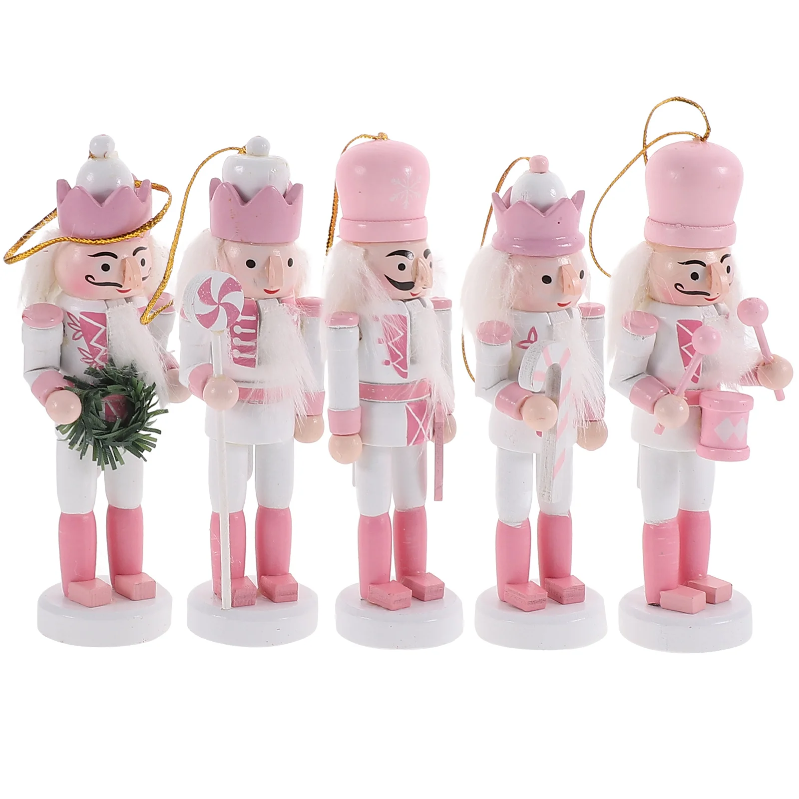 

Pink Christmas Decorations Kids Nutcracker Soldier Doll Wooden Pendants New Year Ornaments For Navidad Xmas Tree Hanging