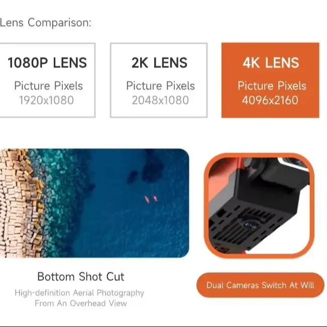 Drone Selfie Poche 4K HD Pliable WiFi FPV Maintien d'Altitude
