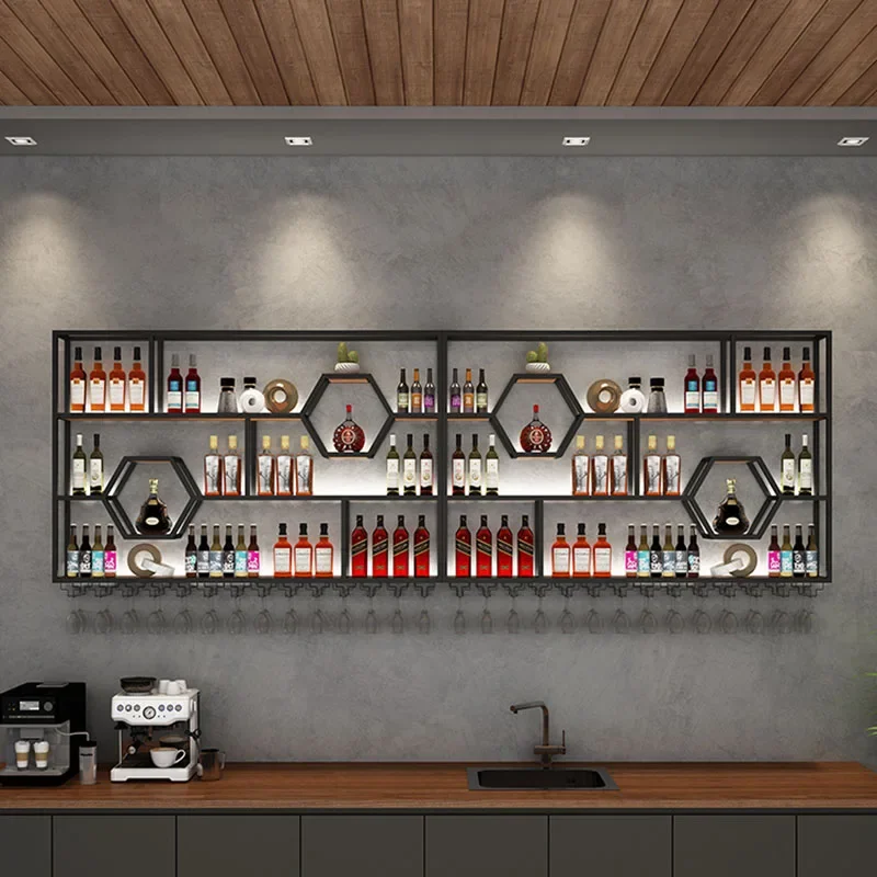 Display Industrial Wine Cabinets Commercial Wall Mounted Modern Unique Wine Racks Storage Bar Adega Barzinho Home Decoration