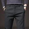 Spring Autumn Men's Casual Pants Business Fashion Elastic Waist Slim Fit Stretch Thick Gray Black Cotton Trousers Male 1